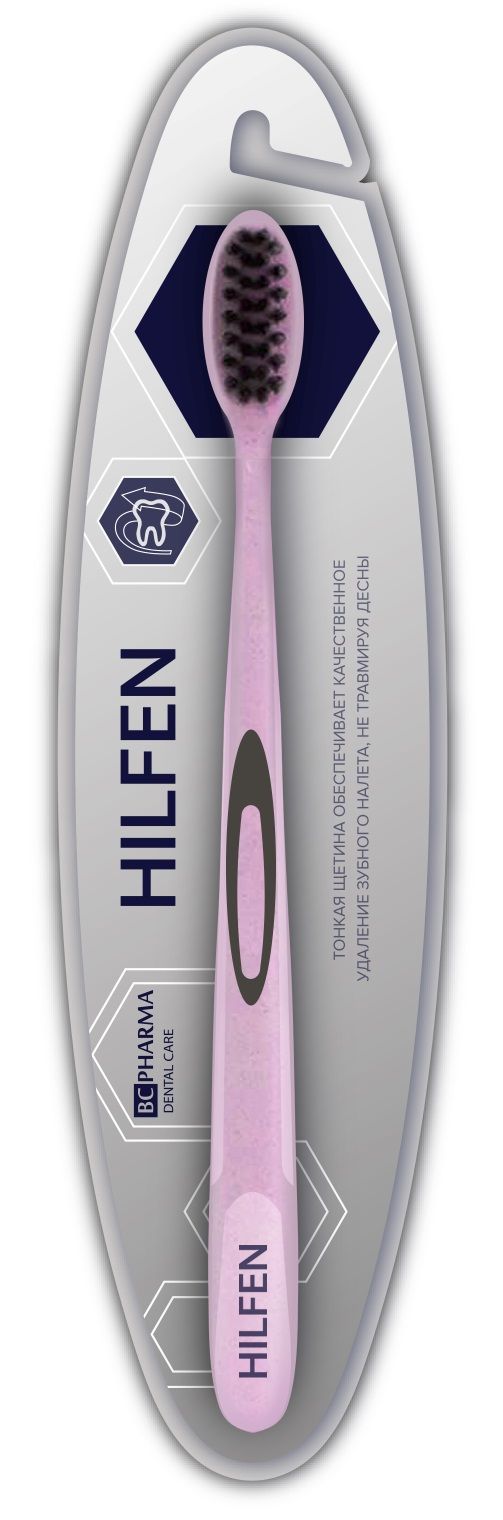 фото упаковки Hilfen Щетка зубная средней жесткости с черной щетиной