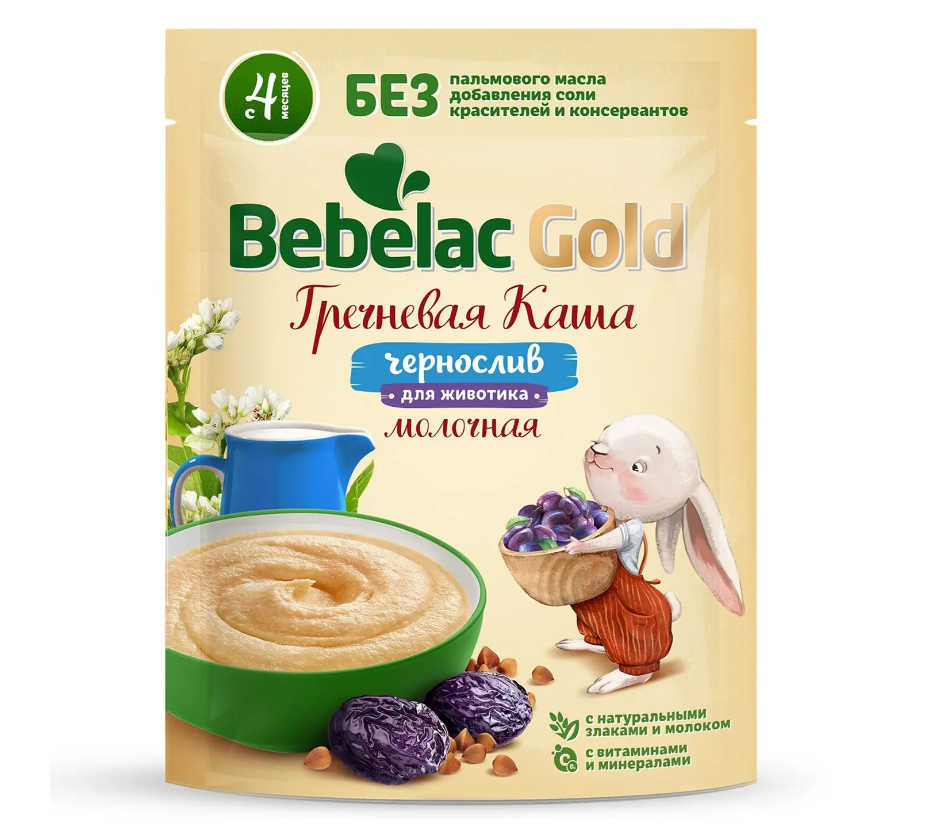 фото упаковки Bebelac Gold Каша молочная Гречневая с черносливом