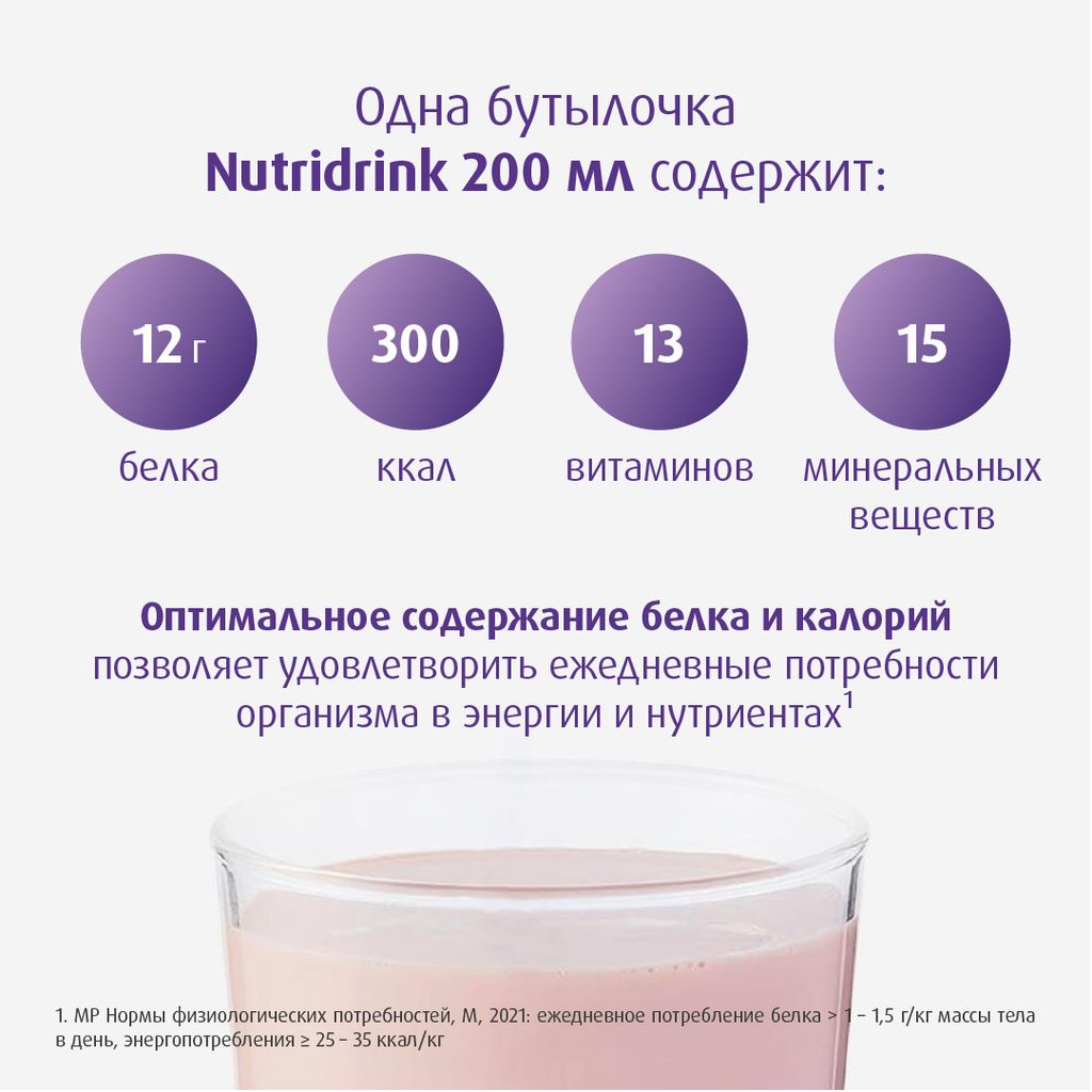 Nutridrink, лечебное диетическое высококалорийное питание, клубника, 200 мл, 1 шт.