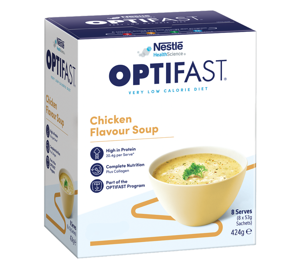 фото упаковки Optifast Диетическое лечебное энтеральное питание, для детей с 7 лет и взрослых, порошок, суп со вкусом курицы, 53 г, 8 шт. фото упаковки Optifast Диетическое лечебное энтеральное питание