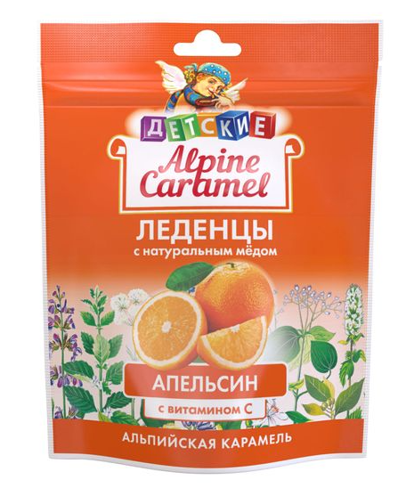 фото упаковки Alpine Caramel Леденцы с медом и витамином С детские
