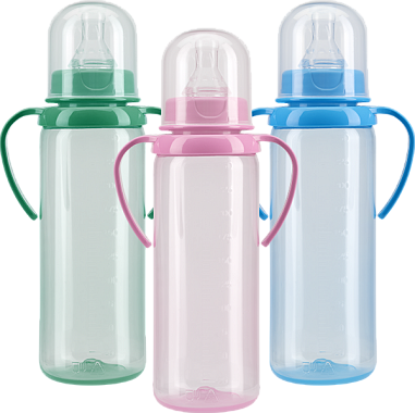 Курносики бутылочка цветная с ручками и силиконовой соской 6+, арт. 11133, цветные, в ассортименте, с силиконовой соской, 250 мл, 1 шт.