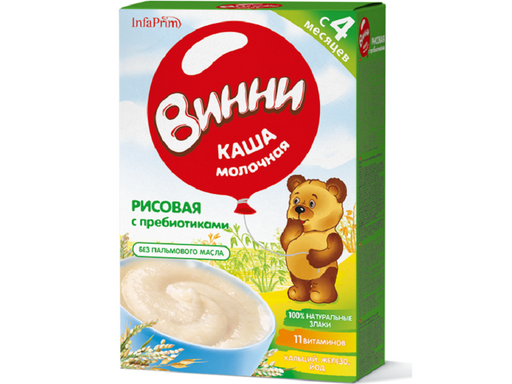Винни Каша молочная рисовая с пребиотиками, каша детская молочная, 200 г, 1 шт.