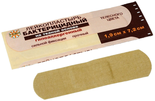 Leiko Лейкопластырь бактерицидный, 1.9х7.2, телесный, на тканевой основе, 1 шт.
