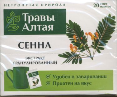 Травы Алтая Сенна, фиточай, гранулированный, 8 г, 20 шт.