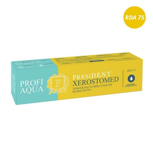 PresiDent Profi Aqua Xerostomed Зубная паста 75 RDA, без фтора, паста зубная, при сухости полости рта, 50 мл, 1 шт.