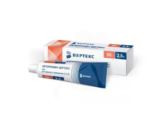 Кетопрофен-Вертекс, 2.5%, гель для наружного применения, 50 г, 1 шт.