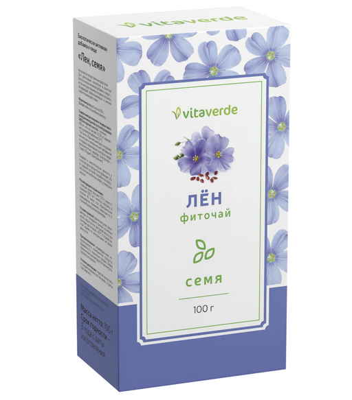 Vitaverde Семя льна, семена, 100 г, 1 шт.