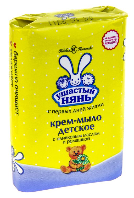 Ушастый Нянь Мыло с оливковым маслом и экстрактом ромашки, мыло детское, 90 г, 1 шт.