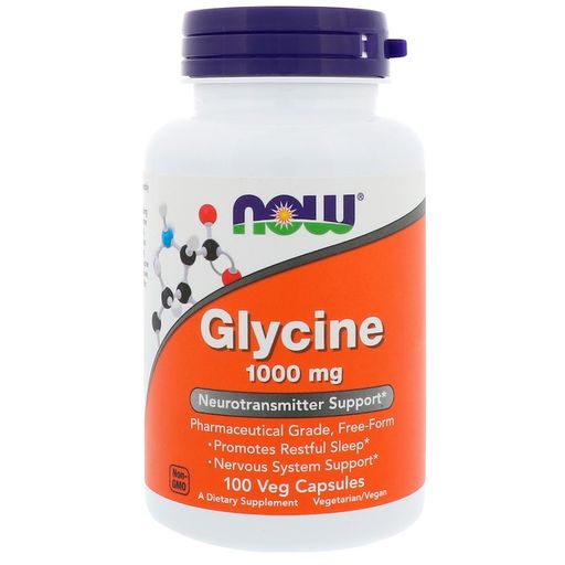 NOW Glycine Глицин, 1000 мг, капсулы, 100 шт.