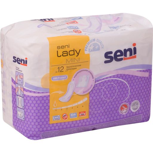 Seni Lady Mini прокладки урологические, 9 х 22 см, 190 мл, прокладки гигиенические, 2 капли, 12 шт.