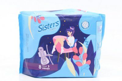 Sisters Classic Night прокладки женские гигиенические, 5 капель, прокладки ежедневные, поверхность сеточка, 8 шт.