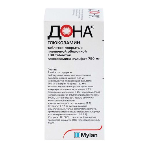 Дона, 750 мг, таблетки, покрытые пленочной оболочкой, 180 шт.