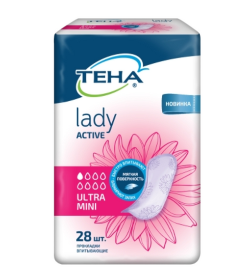 Tena Lady прокладки Active Ultra Mini, прокладки урологические, 1 капля, 28 шт.