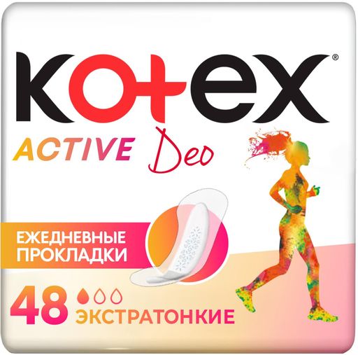 Kotex Active Deo прокладки ежедневные, прокладки гигиенические, экстратонкие, 48 шт.
