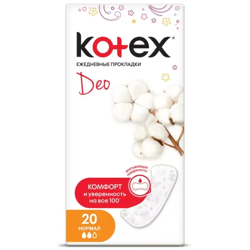 Kotex Normal Deo прокладки ежедневные, прокладки гигиенические, 20 шт.
