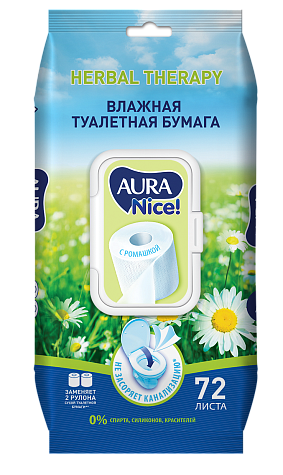 Aura Nice Влажная туалетная бумага, 72 шт.