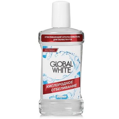Global White Ополаскиватель отбеливающий, раствор для полоскания полости рта, 300 мл, 1 шт.