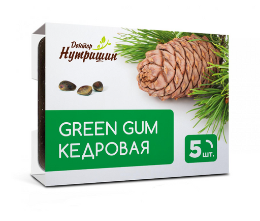 Доктор Нутришин Смолка жевательная кедровая Green gum, 5 шт.