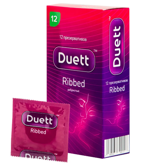 Презервативы Duett Ribbed, ребристые, 12 шт.