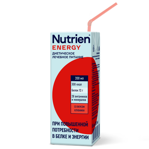 Nutrien Energy, для детей с 3 лет и взрослых, смесь для энтерального питания, клубника, 200 мл, 1 шт.