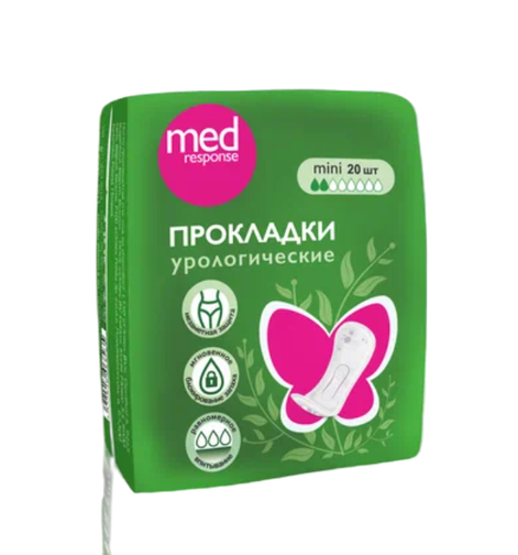 Medresponse Прокладки урологические, 2 капли, прокладки урологические, мини, 20 шт.