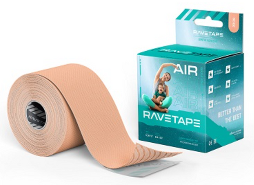 RaveTape Air Бинт кинезио-тейп, 5см х 5м, бежевый, для чувствительной кожи, 1 шт.